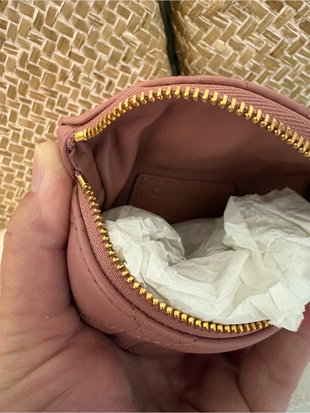 Dior Rose Quilted Leather Cosmetic Pouch with Gold Hardware - Picture 3 of 6